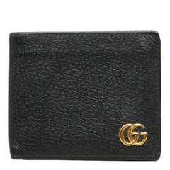 グッチ GGマーモント 二つ折り財布 428726 ブラック レザー レディース GUCCI 中古