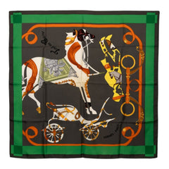 エルメス カレ90 Tout en Carré すべてはカレの中に スカーフ グリーン系 マルチカラー シルク レディース HERMES 中古