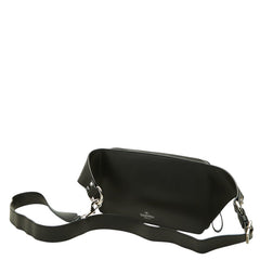 ヴァレンティノ VLTNロゴ ボディバッグ ショルダーバッグ ウエストバッグ ブラック レザー レディース VALENTINO 中古