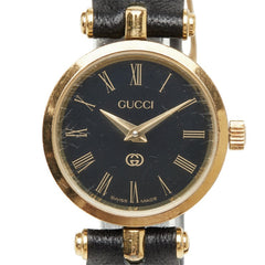 グッチ 腕時計 2000L クオーツ ブラック文字盤 ステンレススチール レザー レディース GUCCI 中古