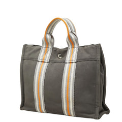 エルメス フールトゥ トートPM ハンドバッグ グレー オレンジ ホワイト シルバー コットン レディース HERMES 中古