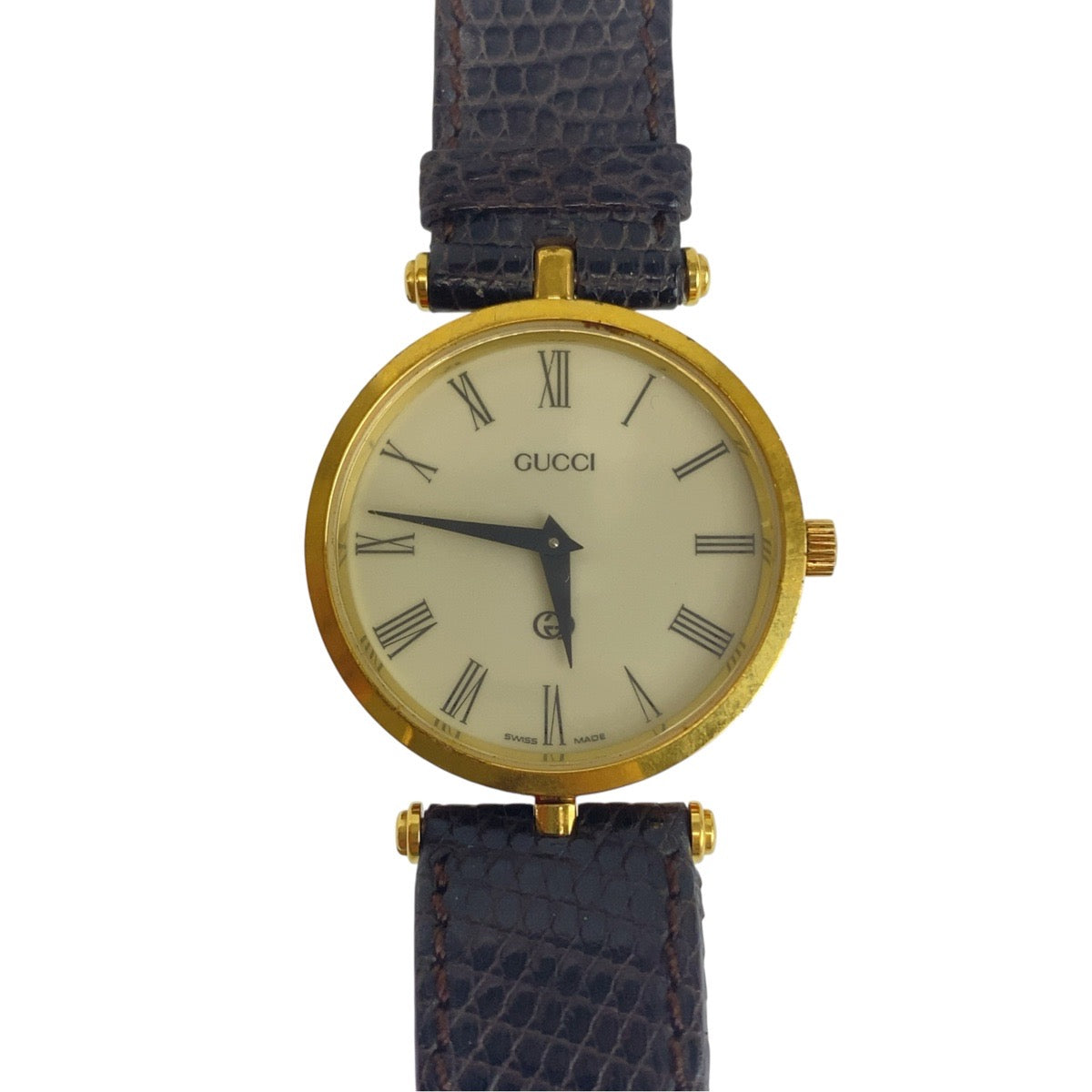グッチ オールドグッチ シェリーライン 腕時計 型押しベルト 2040M クオーツ メッキ レザー メンズ GUCCI 中古