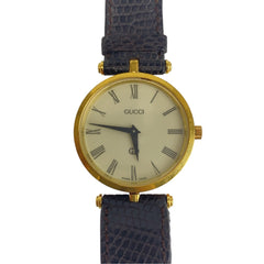 グッチ オールドグッチ シェリーライン 腕時計 型押しベルト 2040M クオーツ メッキ レザー メンズ GUCCI 中古