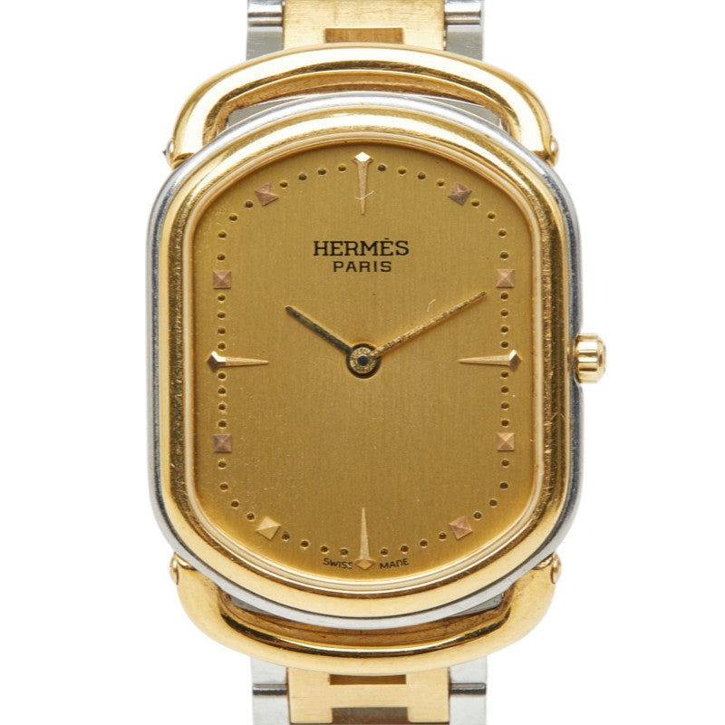 エルメス ラリー 腕時計 82.03.76 クオーツ ゴールド文字盤 ステンレススチール レディース HERMES 中古