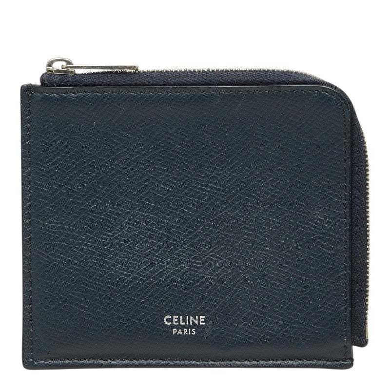 セリーヌ L字ファスナー コインケース 小銭入れ ネイビー レザー レディース CELINE 中古