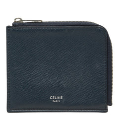 セリーヌ L字ファスナー コインケース 小銭入れ ネイビー レザー レディース CELINE 中古