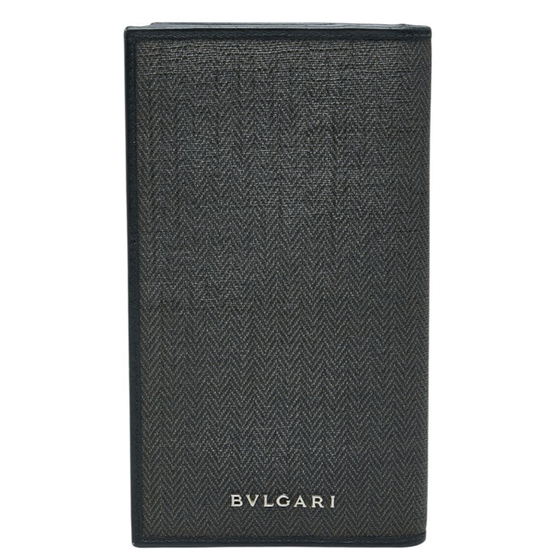 ブルガリ ウィークエンド ヘリンボーン柄 長財布 ロングウォレット 32582 グレー PVC レザー レディース BVLGARI 中古