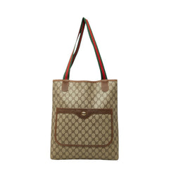 グッチ オールドグッチ GGプラス シェリーライン ショルダーバッグ トートバッグ 89 02 003 ベージュ PVC レディース GUCCI 中古