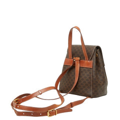 セリーヌ マカダム ミニ リュック バックパック ブラウン PVC レザー レディース CELINE 中古