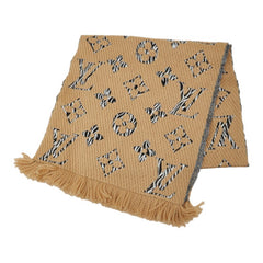ルイ ヴィトン モノグラム ジャングル エシャルプ ジャイアント マフラー M76346 ベージュ ウール シルク レディース LOUIS VUITTON 中古