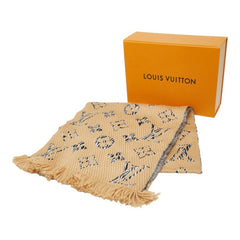 ルイ ヴィトン モノグラム ジャングル エシャルプ ジャイアント マフラー M76346 ベージュ ウール シルク レディース LOUIS VUITTON 中古