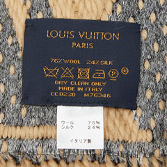 ルイ ヴィトン モノグラム ジャングル エシャルプ ジャイアント マフラー M76346 ベージュ ウール シルク レディース LOUIS VUITTON 中古