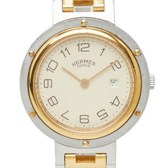 エルメス クリッパー 腕時計 CL3.440 クオーツ ベージュ文字盤 ステンレススチール メンズ HERMES 中古