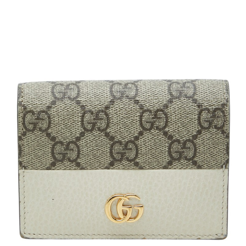 グッチ GGスプリーム 二つ折り財布 658610 ベージュ ホワイト PVC レザー レディース GUCCI 中古