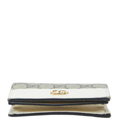 グッチ GGスプリーム 二つ折り財布 658610 ベージュ ホワイト PVC レザー レディース GUCCI 中古