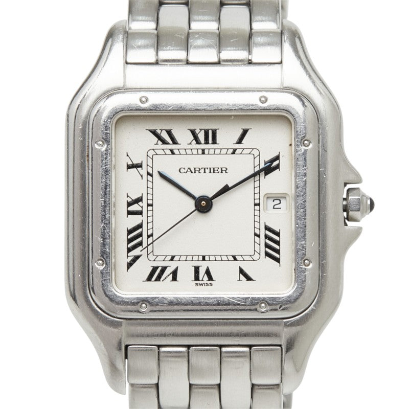 カルティエ パンテールドゥカルティエ 腕時計 W25032P5 クオーツ ホワイト文字盤 ステンレススチール メンズ CARTIER 中古