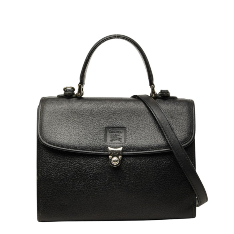 バーバリー ノバチェック シャドーホース ハンドバッグ 2WAY ショルダーバッグ ブラック レザー レディース BURBERRY 中古