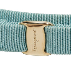 サルヴァトーレフェラガモ ヴァラ リボン カチューシャ ヘアアクセサリー ブルー コットン レディース Salvatore Ferragamo 中古