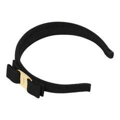 サルヴァトーレフェラガモ ヴァラ リボン カチューシャ ヘアアクセサリー ブラック コットン レディース Salvatore Ferragamo 中古