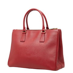 プラダ 三角ロゴプレート ハンドバッグ ショルダーバッグ 2WAY レッド ゴールド サフィアーノレザー レディース PRADA 中古