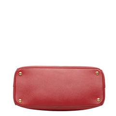 プラダ 三角ロゴプレート ハンドバッグ ショルダーバッグ 2WAY レッド ゴールド サフィアーノレザー レディース PRADA 中古