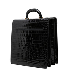JARDIN DES SACS ジャルダンデサック ハンドバッグ ショルダーバッグ 2way ビジネス シャイニング ブラック クロコダイル メンズ 中古