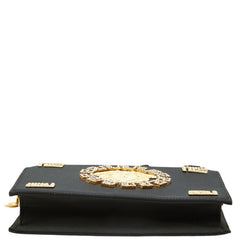 ヴェルサーチェ メドゥーサ 斜め掛け ショルダーバッグ ゴールド ブラック サテン ラインストーン レディース VERSACE 中古