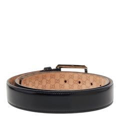 グッチ ロゴプレーンベルト 232832 ブラック レザー メンズ GUCCI 中古