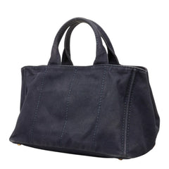 プラダ 三角ロゴプレート カナパ ミディアム ハンドバッグ ショルダーバッグ 2WAY BN2642 ネイビー キャンバス レディース PRADA 中古