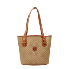 セリーヌ マカダム トートバッグ ショルダーバッグ ベージュ PVC レザー レディース CELINE 中古