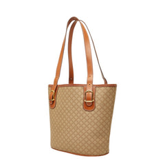 セリーヌ マカダム トートバッグ ショルダーバッグ ベージュ PVC レザー レディース CELINE 中古