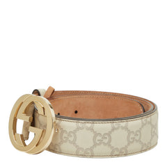グッチ グッチシマ インターロッキングG ベルト サイズ:90/36 114876 アイボリー ホワイト レザー レディース GUCCI 中古