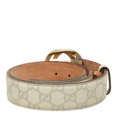 グッチ グッチシマ インターロッキングG ベルト サイズ:90/36 114876 アイボリー ホワイト レザー レディース GUCCI 中古