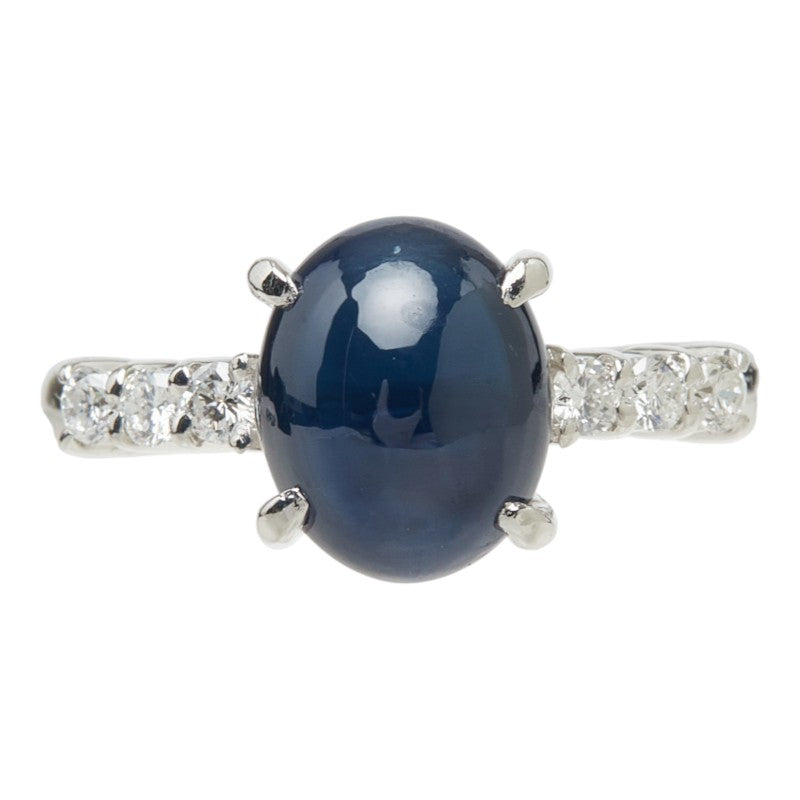 サファイア Pt900 プラチナ サファイア ダイヤ0.25ct 暗ブルーサファイア デザインリング リング 指輪 レディース 13号 中古