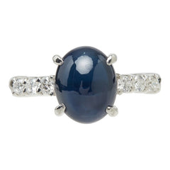 サファイア Pt900 プラチナ サファイア ダイヤ0.25ct 暗ブルーサファイア デザインリング リング 指輪 レディース 13号 中古