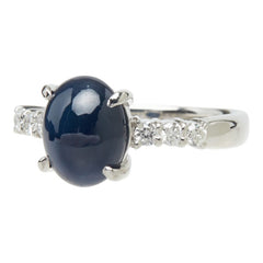 サファイア Pt900 プラチナ サファイア ダイヤ0.25ct 暗ブルーサファイア デザインリング リング 指輪 レディース 13号 中古