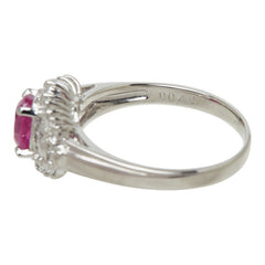 ルビー ダイヤモンド Pt900 プラチナ ルビー1.03ct ダイヤ0.40ct デザインリング リング 指輪 レディース 15.5号 中古