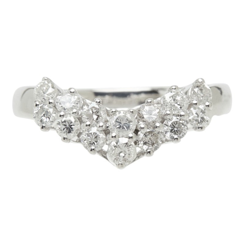 ダイヤモンド Pt900 プラチナ ダイヤ0.75ct V字リング リング 指輪 レディース 14.5号 中古