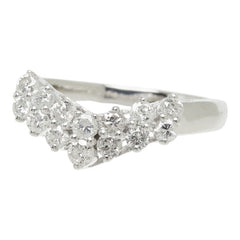 ダイヤモンド Pt900 プラチナ ダイヤ0.75ct V字リング リング 指輪 レディース 14.5号 中古