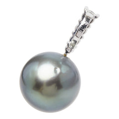 ブラックパール（黒蝶真珠） ダイヤモンド Pt900 プラチナ 黒蝶真珠12.9~13.0mm ダイヤ0.25ct ペンダントトップ ネックレス レディース 中古