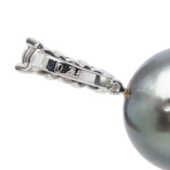 ブラックパール（黒蝶真珠） ダイヤモンド Pt900 プラチナ 黒蝶真珠12.9~13.0mm ダイヤ0.25ct ペンダントトップ ネックレス レディース 中古