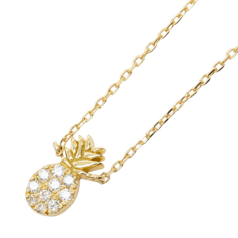 アーカー ダイヤモンド K18YG イエローゴールド ダイヤ0.06ct パイナップル モチーフ ペンダントネックレス レディース AHKAH 中古