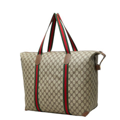 グッチ GGスプリーム シェリーライン ボストンバッグ 012 39 6211 ベージュ PVC レザー レディース GUCCI 中古