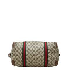 グッチ GGスプリーム シェリーライン ボストンバッグ 012 39 6211 ベージュ PVC レザー レディース GUCCI 中古