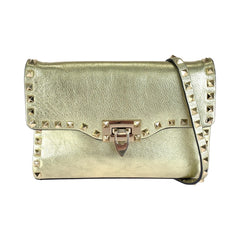 ヴァレンティノ ガラヴァーニ ロックスタッズ ショルダーバッグ クラッチバッグ 2WAY ゴールド レザー レディース Valentino Garavani 中古