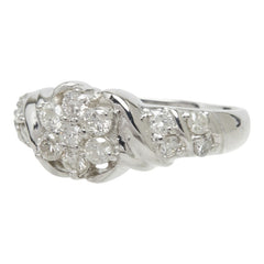 ダイヤモンド Pt900 プラチナ ダイヤ0.70ct フラワーモチーフ リング 指輪 レディース 13.5号 中古