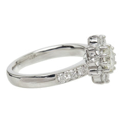 ダイヤモンド Pt900 プラチナ ダイヤ0.759ct ダイヤ0.80ct フラワーモチーフ リング 指輪 レディース 14号 中古