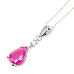 ルビー ダイヤモンド K18WG ホワイトゴールド ルビー0.83ct ダイヤ0.01ct チェリーピンクルビー マダガスカル・ミャンマー ペンダント ネックレス レディース 中古