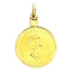 K24IG インゴット K18YG イエローゴールド メープルリーフ 1/4oz 1993 エリザベス2世 10ドル金貨 ペンダントトップ ネックレス レディース 中古