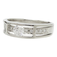 ダイヤモンド Pt900 プラチナ ダイヤ0.308ct ダイヤ0.10ct デザインリング リング 指輪 レディース 11号 中古